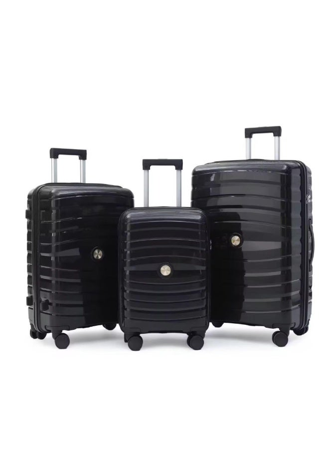 بوجاجو طقم حقائب سفر من ثلاث قطع من البولي بروبيلين | حقيبة يد مقاس 20 بوصة، وحقيبة سفر مقاس 24 و28 بوصة | حقيبة ترولي صلبة متينة مزودة بسحاب أمان وعجلات 360 درجة - Image 1